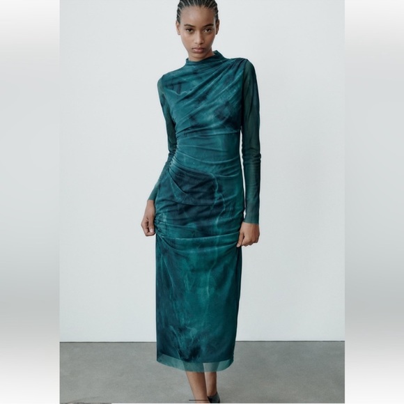 ZARA PRINT DRESS WITH TULLE - Picture 5 of 14